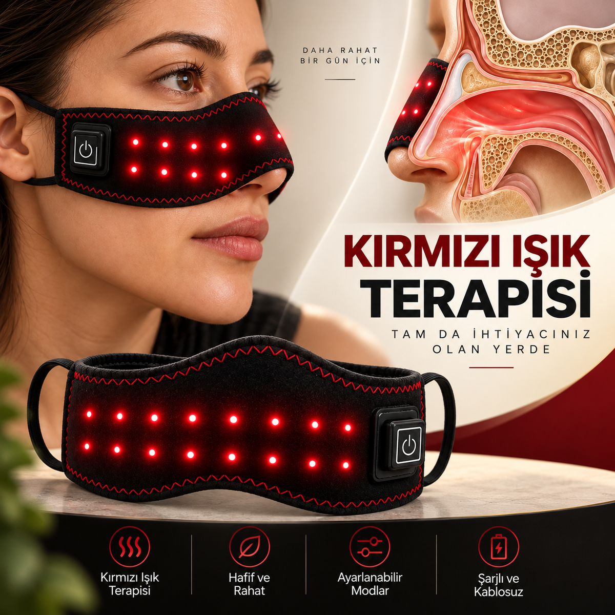 Sinuzia Kırmızı Işıklı Nazal Bant