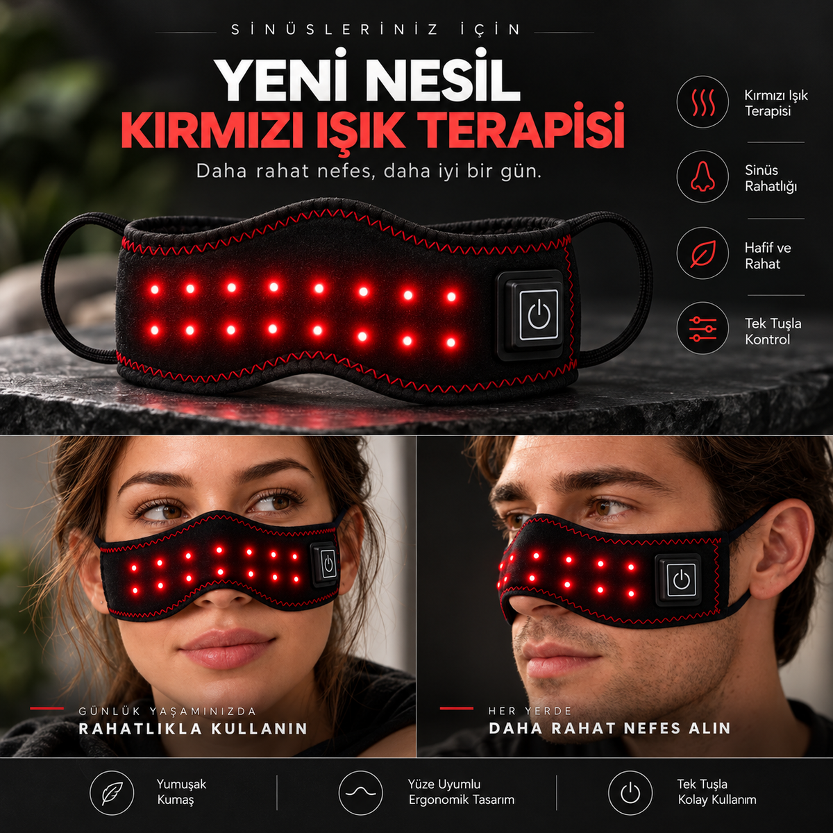 Sinuzia Kırmızı Işıklı Nazal Bant
